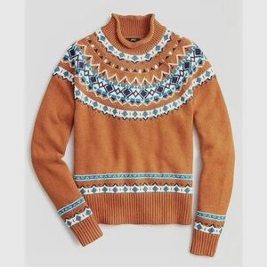 J. Crew Roll Neck Rustic Fair Isle Sweater. Size Large